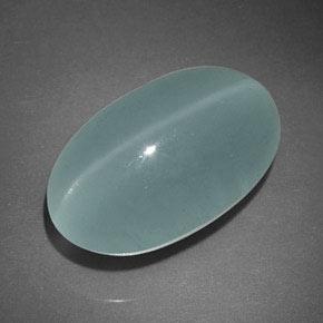 17.96 ct Turquoise Cat's Eye Aquamarine Stone, Natural Cat's Eye Aquamarine in Oval Cabochon Shape for Sale
