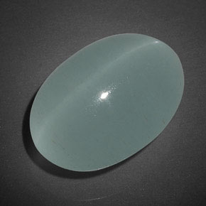 17.04 ct Green Cat's Eye Aquamarine Stone, Natural Cat's Eye Aquamarine in Oval Cabochon Shape for Sale