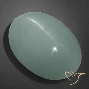32.10 ct Turquoise Cat's Eye Aquamarine Stone, Natural Cat's Eye Aquamarine in Oval Cabochon Shape for Sale