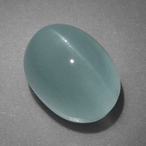 5.96 ct Green Cat's Eye Aquamarine Stone, Natural Cat's Eye Aquamarine in Oval Cabochon Shape for Sale
