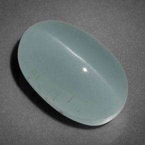 7.70 ct Green Cat's Eye Aquamarine Stone, Natural Cat's Eye Aquamarine in Oval Cabochon Shape for Sale