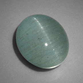 6.46 ct Green Cat's Eye Aquamarine Stone, Natural Cat's Eye Aquamarine in Oval Cabochon Shape for Sale