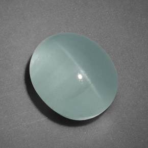 4.26 ct Green Cat's Eye Aquamarine Stone, Natural Cat's Eye Aquamarine in Oval Cabochon Shape for Sale