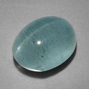 5.14 ct Green Cat's Eye Aquamarine Stone, Natural Cat's Eye Aquamarine in Oval Cabochon Shape for Sale