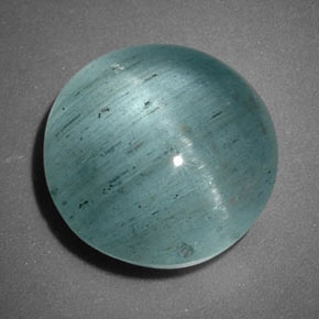 6.40 ct Green Cat's Eye Aquamarine Stone, Natural Cat's Eye Aquamarine in Round Cabochon Shape for Sale