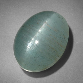 Cat's Eye Aquamarine Gemstone in 14 x 10 mm (calibrated) Size for Sale, Cat's Eye Aquamarine Stone in Blue-Green Color