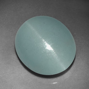 5.50 ct Green Cat's Eye Aquamarine Gemstone, Cat's Eye Aquamarine Gem in Oval Cabochon Shape for Sale.