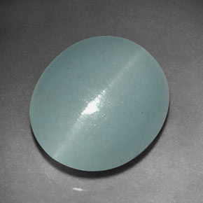 5.50 ct Green Cat's Eye Aquamarine Stone, Natural Cat's Eye Aquamarine in Oval Cabochon Shape for Sale