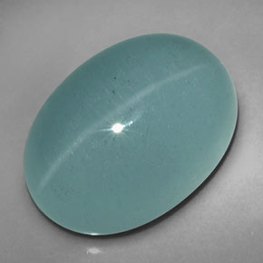 12.39 ct Green Cat's Eye Aquamarine Gemstone, Cat's Eye Aquamarine Gem in Oval Cabochon Shape for Sale.