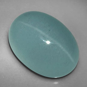 12.39 ct Green Cat's Eye Aquamarine Stone, Natural Cat's Eye Aquamarine in Oval Cabochon Shape for Sale