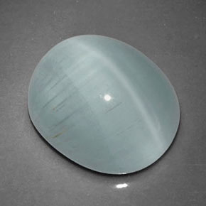 6.85 ct Green Cat's Eye Aquamarine Stone, Natural Cat's Eye Aquamarine in Oval Cabochon Shape for Sale