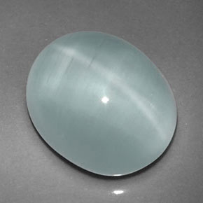 8.02 ct Green Cat's Eye Aquamarine Stone, Natural Cat's Eye Aquamarine in Oval Cabochon Shape for Sale