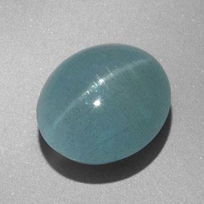 8.31 ct Green Cat's Eye Aquamarine Stone, Natural Cat's Eye Aquamarine in Oval Cabochon Shape for Sale