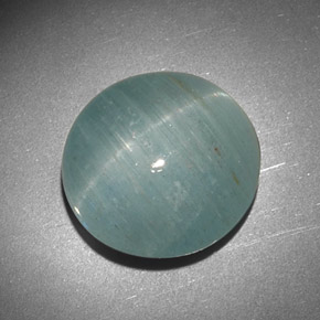 15.97 ct Green Cat's Eye Aquamarine Stone, Natural Cat's Eye Aquamarine in Round Cabochon Shape for Sale