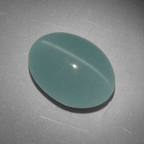 16.36 ct Green Cat's Eye Aquamarine Gemstone, Cat's Eye Aquamarine Gem in Oval Cabochon Shape for Sale.
