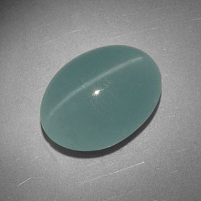 16.36 ct Green Cat's Eye Aquamarine Stone, Natural Cat's Eye Aquamarine in Oval Cabochon Shape for Sale