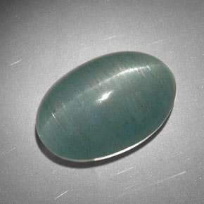 22.91 ct Green Cat's Eye Aquamarine Stone, Natural Cat's Eye Aquamarine in Oval Cabochon Shape for Sale