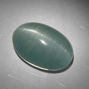 Cat's Eye Aquamarine Gemstone in 18.7 x 12.3 mm Size for Sale, Cat's Eye Aquamarine Stone in Blue-Green Color