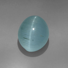 9.60 ct Green Cat's Eye Aquamarine Gemstone, Cat's Eye Aquamarine Gem in Oval Cabochon Shape for Sale.