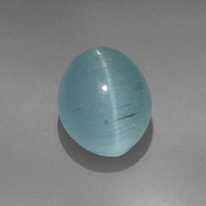 9.60 ct Green Cat's Eye Aquamarine Stone, Natural Cat's Eye Aquamarine in Oval Cabochon Shape for Sale