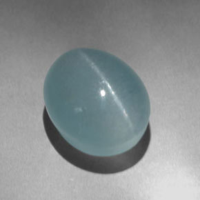 11.20 ct Green Cat's Eye Aquamarine Stone, Natural Cat's Eye Aquamarine in Oval Cabochon Shape for Sale