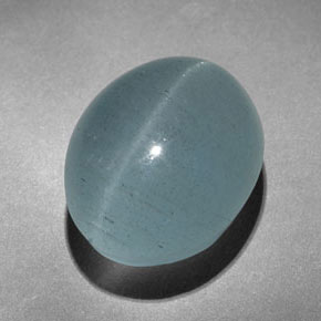 13.71 ct Green Cat's Eye Aquamarine Stone, Natural Cat's Eye Aquamarine in Oval Cabochon Shape for Sale