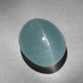 9.64 ct Green Cat's Eye Aquamarine Stone, Natural Cat's Eye Aquamarine in Oval Cabochon Shape for Sale