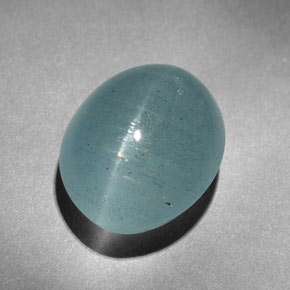 Cat's Eye Aquamarine Gemstone in 14.4 x 11.3 mm Size for Sale, Cat's Eye Aquamarine Stone in Blue-Green Color
