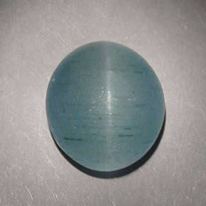 7.21 ct Green Cat's Eye Aquamarine Gemstone, Cat's Eye Aquamarine Gem in Oval Cabochon Shape for Sale.