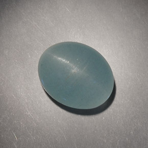 4.98 ct Green Cat's Eye Aquamarine Stone, Natural Cat's Eye Aquamarine in Oval Cabochon Shape for Sale