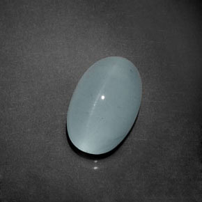 8.58 ct Blue Cat's Eye Aquamarine Stone, Natural Cat's Eye Aquamarine in Oval Cabochon Shape for Sale