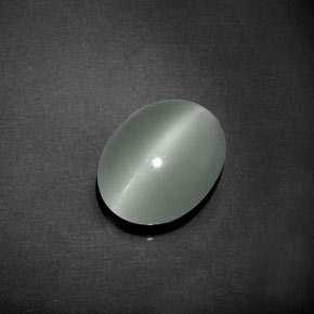 5.81 ct Green Cat's Eye Aquamarine Stone, Natural Cat's Eye Aquamarine in Oval Cabochon Shape for Sale