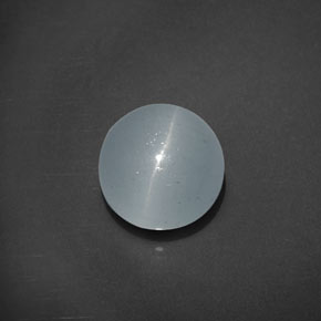 5.44 ct Blue Cat's Eye Aquamarine Gemstone, Cat's Eye Aquamarine Gem in Round Cabochon Shape for Sale.