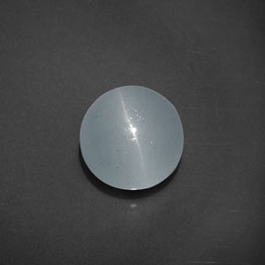 5.44 ct Blue Cat's Eye Aquamarine Stone, Natural Cat's Eye Aquamarine in Round Cabochon Shape for Sale
