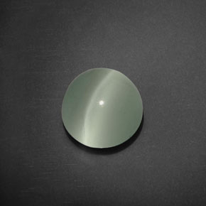 5.25 ct Green Cat's Eye Aquamarine Gemstone, Cat's Eye Aquamarine Gem in Round Cabochon Shape for Sale.