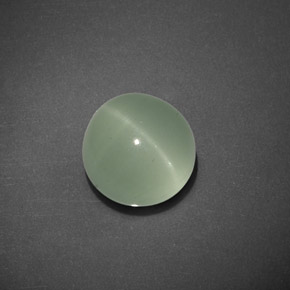 5.91 ct Green Cat's Eye Aquamarine Gemstone, Cat's Eye Aquamarine Gem in Round Cabochon Shape for Sale.