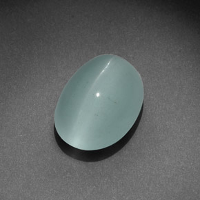 7.13 ct Blue Cat's Eye Aquamarine Gemstone, Cat's Eye Aquamarine Gem in Oval Cabochon Shape for Sale.