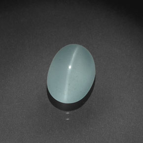 4.50 ct Blue Cat's Eye Aquamarine Gemstone, Cat's Eye Aquamarine Gem in Oval Cabochon Shape for Sale.