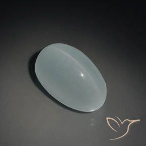 14.43 ct Blue Cat's Eye Aquamarine Stone, Natural Cat's Eye Aquamarine in Oval Cabochon Shape for Sale
