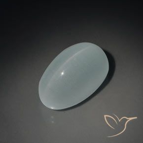 Cat's Eye Aquamarine Gemstone in 17.5 x 10.5 mm Size for Sale, Cat's Eye Aquamarine Stone in Light Blue Color