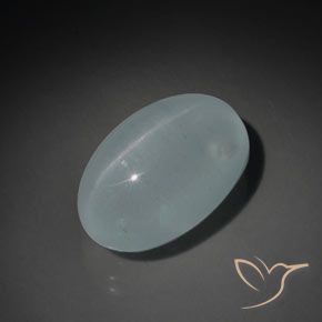 Cat's Eye Aquamarine Gemstone in 17.5 x 11.6 mm Size for Sale, Cat's Eye Aquamarine Stone in Light Green-Blue Color