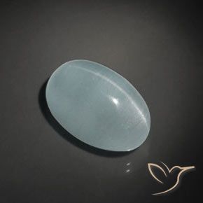 17.45 ct Turquoise Cat's Eye Aquamarine Stone, Natural Cat's Eye Aquamarine in Oval Cabochon Shape for Sale