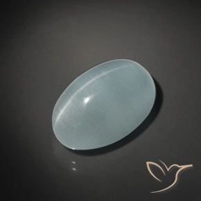 Cat's Eye Aquamarine Gemstone in 18.9 x 12.4 mm Size for Sale, Cat's Eye Aquamarine Stone in Light Blue-Green Color