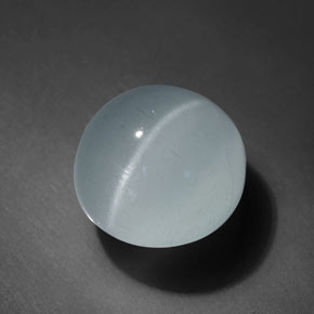 8.65 ct Blue Cat's Eye Aquamarine Gemstone, Cat's Eye Aquamarine Gem in Oval Cabochon Shape for Sale.