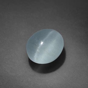 3.17 ct Blue Cat's Eye Aquamarine Gemstone, Cat's Eye Aquamarine Gem in Oval Cabochon Shape for Sale.