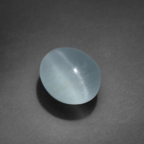 3.17 ct Blue Cat's Eye Aquamarine Stone, Natural Cat's Eye Aquamarine in Oval Cabochon Shape for Sale