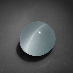 4.95 ct Blue Cat's Eye Aquamarine Stone, Natural Cat's Eye Aquamarine in Oval Cabochon Shape for Sale