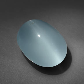 8.99 ct Blue Cat's Eye Aquamarine Gemstone, Cat's Eye Aquamarine Gem in Oval Cabochon Shape for Sale.