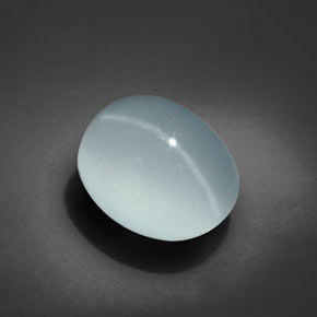 6.69 ct Blue Cat's Eye Aquamarine Stone, Natural Cat's Eye Aquamarine in Oval Cabochon Shape for Sale