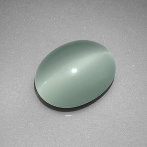 5.81 ct Green Cat's Eye Aquamarine Stone, Natural Cat's Eye Aquamarine in Oval Cabochon Shape for Sale